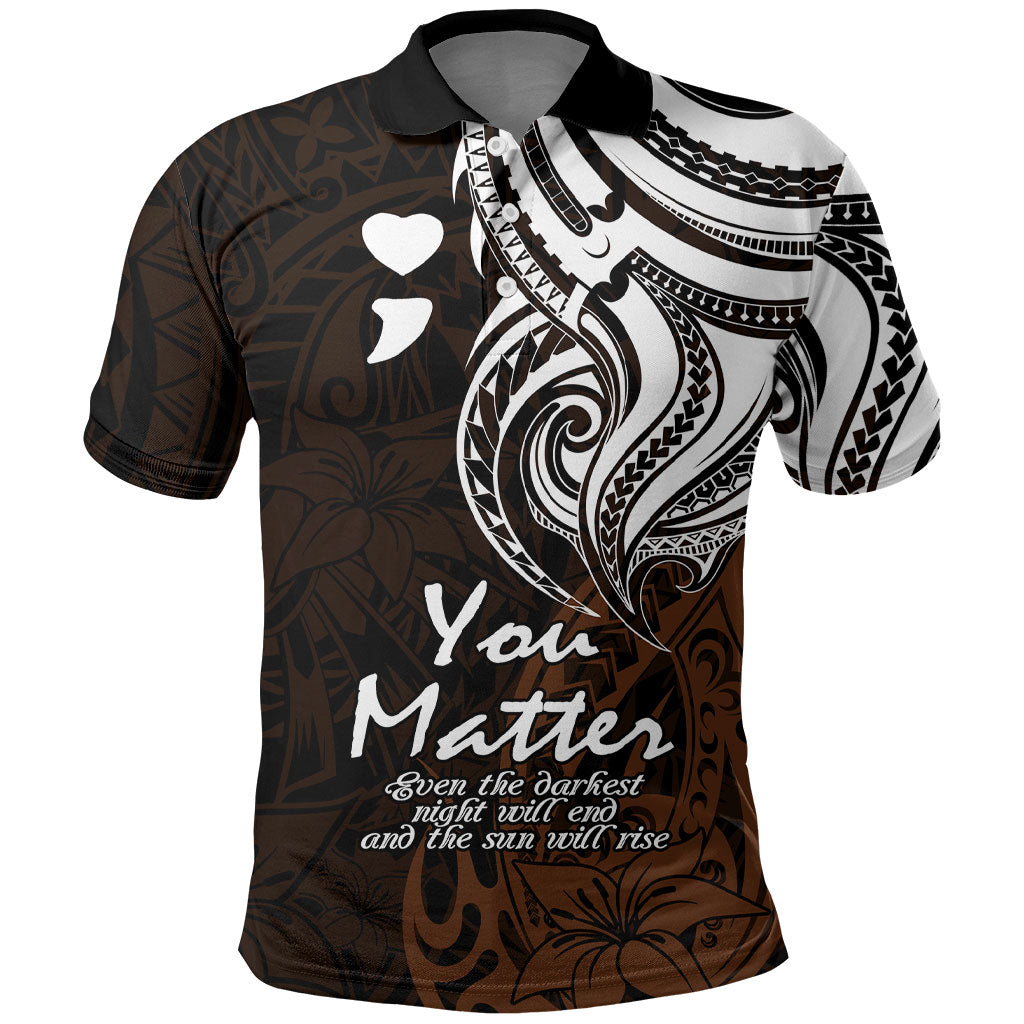 You Matter Suicide Prevention Support Polo Shirt Gold Polynesian Tribal