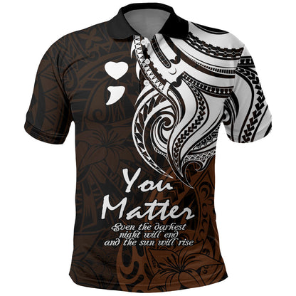 You Matter Suicide Prevention Support Polo Shirt Gold Polynesian Tribal