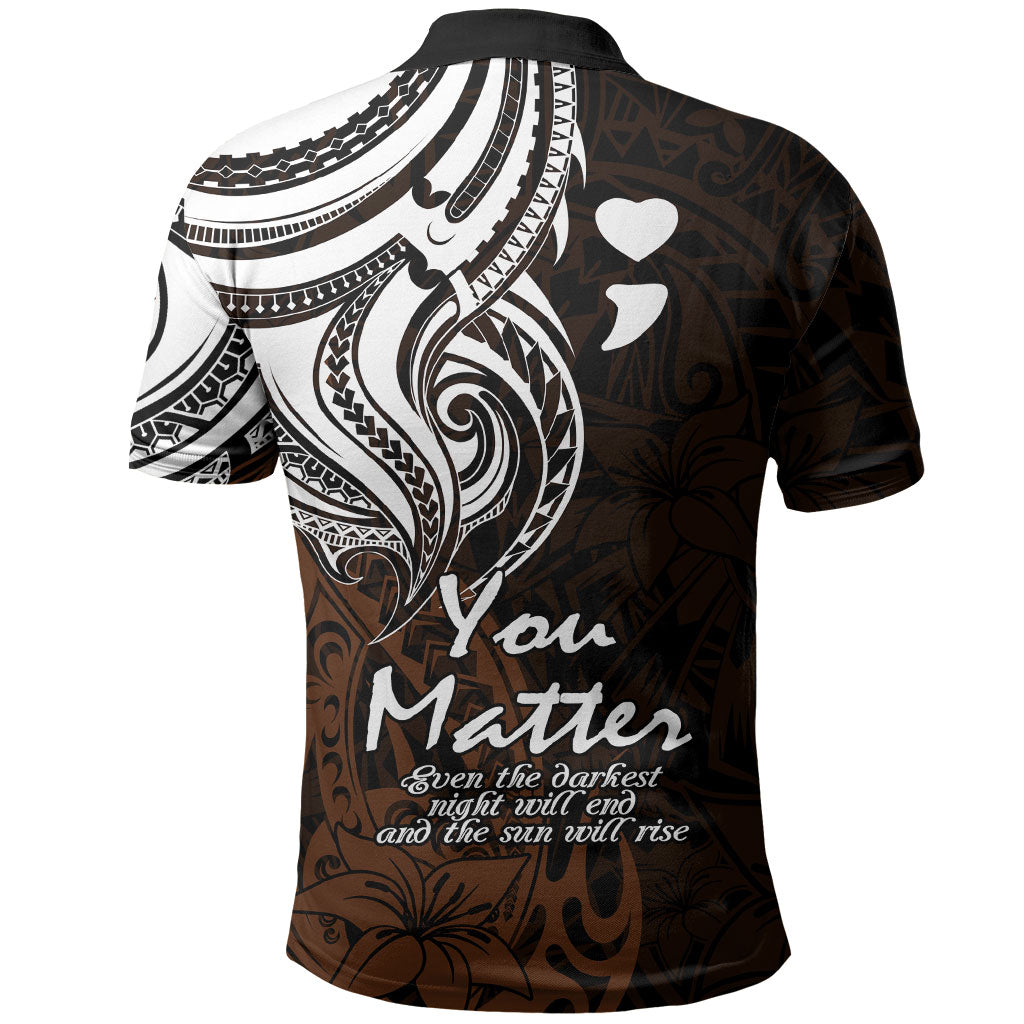 You Matter Suicide Prevention Support Polo Shirt Gold Polynesian Tribal