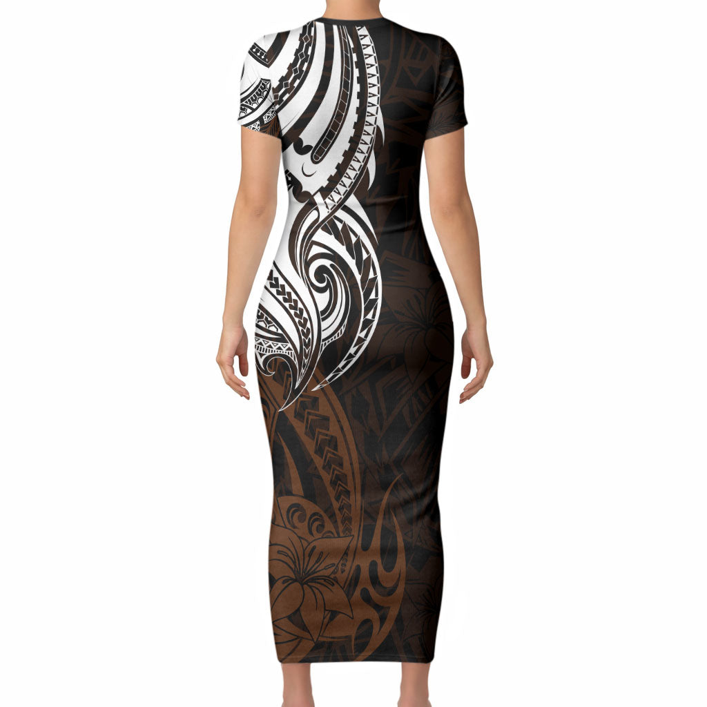 You Matter Suicide Prevention Support Short Sleeve Bodycon Dress Gold Polynesian Tribal