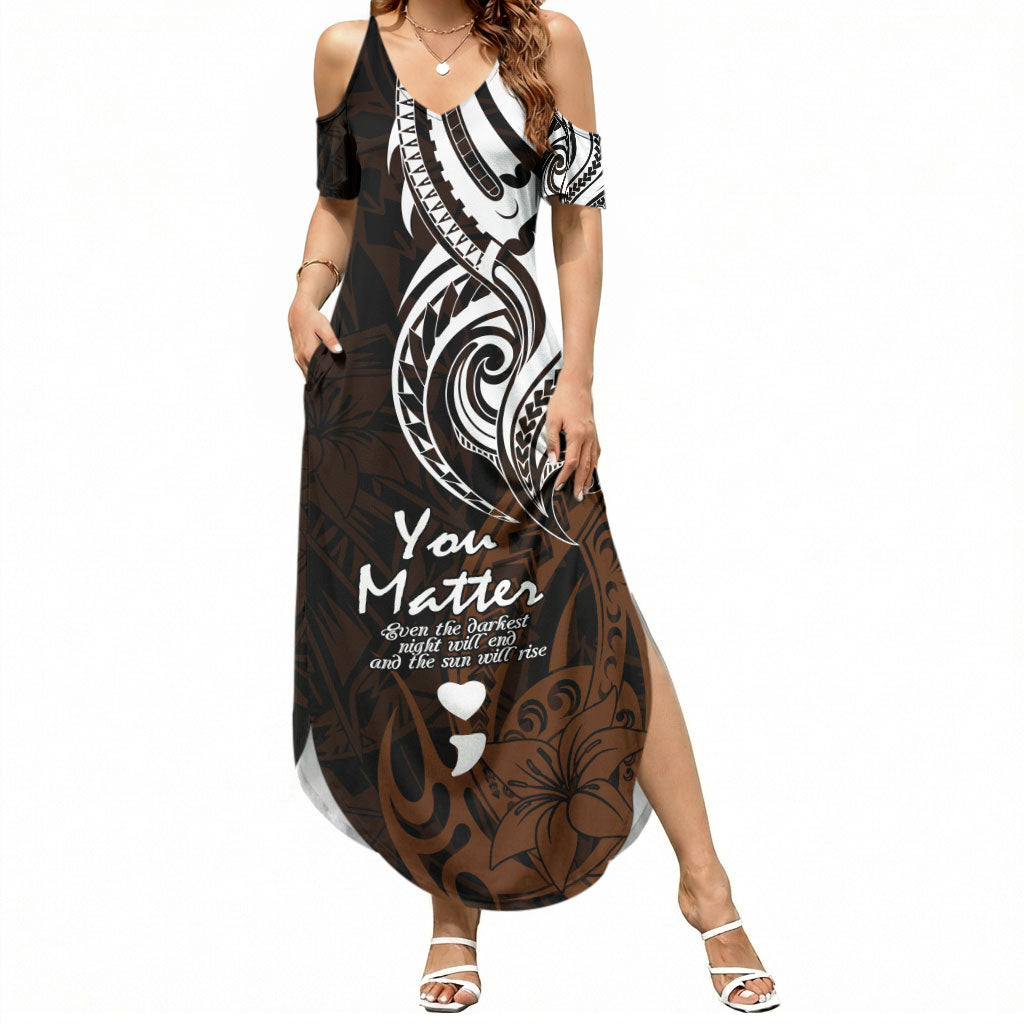 You Matter Suicide Prevention Support Summer Maxi Dress Gold Polynesian Tribal