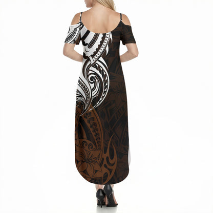 You Matter Suicide Prevention Support Summer Maxi Dress Gold Polynesian Tribal