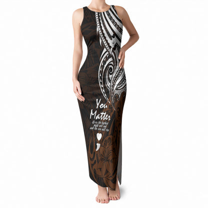 You Matter Suicide Prevention Support Tank Maxi Dress Gold Polynesian Tribal