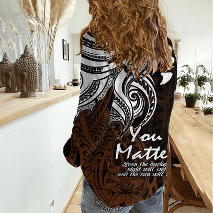 You Matter Suicide Prevention Support Women Casual Shirt Gold Polynesian Tribal