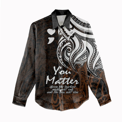 You Matter Suicide Prevention Support Women Casual Shirt Gold Polynesian Tribal