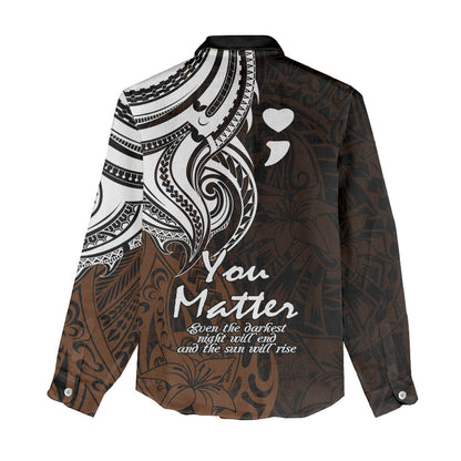 You Matter Suicide Prevention Support Women Casual Shirt Gold Polynesian Tribal