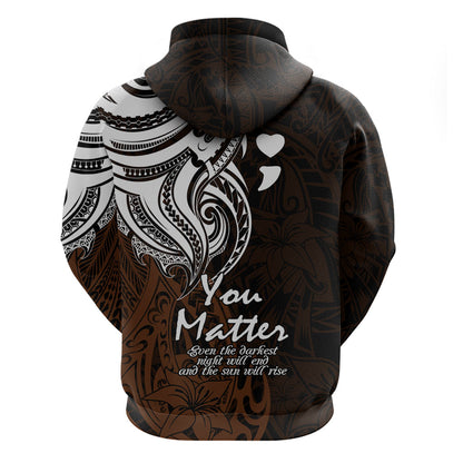 You Matter Suicide Prevention Support Zip Hoodie Gold Polynesian Tribal