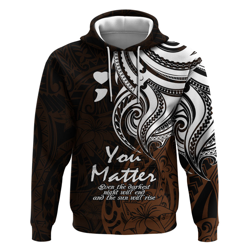 You Matter Suicide Prevention Support Zip Hoodie Gold Polynesian Tribal