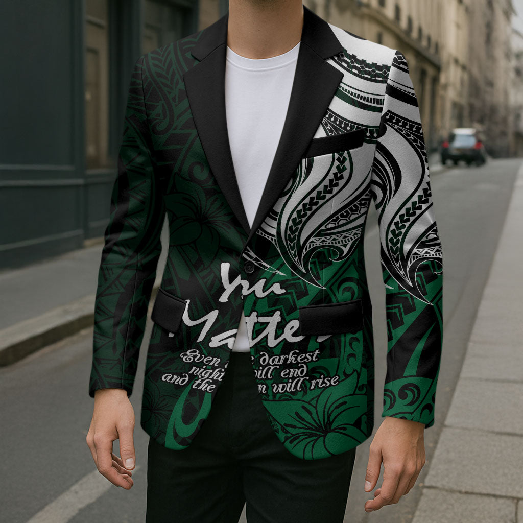 You Matter Suicide Prevention Support Blazer Green Polynesian Tribal