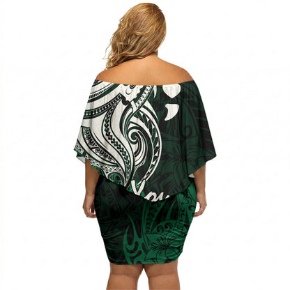 You Matter Suicide Prevention Support Off Shoulder Short Dress Green Polynesian Tribal