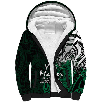 You Matter Suicide Prevention Support Sherpa Hoodie Green Polynesian Tribal