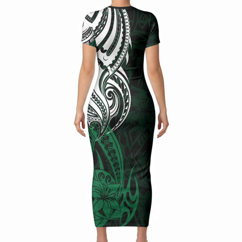 You Matter Suicide Prevention Support Short Sleeve Bodycon Dress Green Polynesian Tribal