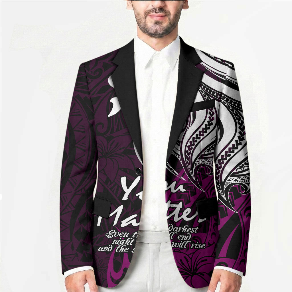 You Matter Suicide Prevention Support Blazer Pink Polynesian Tribal