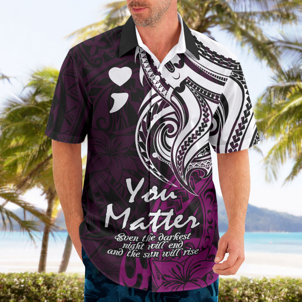You Matter Suicide Prevention Support Hawaiian Shirt Pink Polynesian Tribal