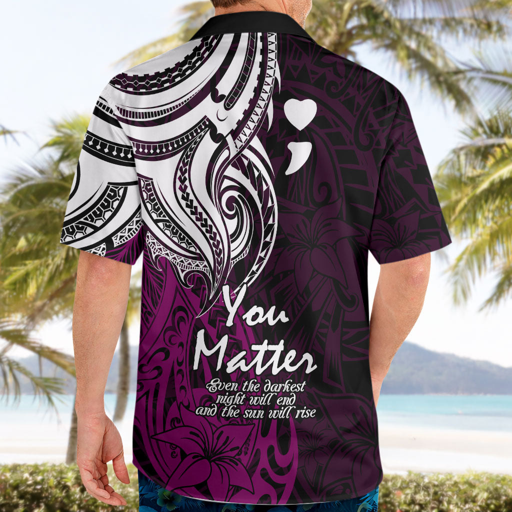 You Matter Suicide Prevention Support Hawaiian Shirt Pink Polynesian Tribal