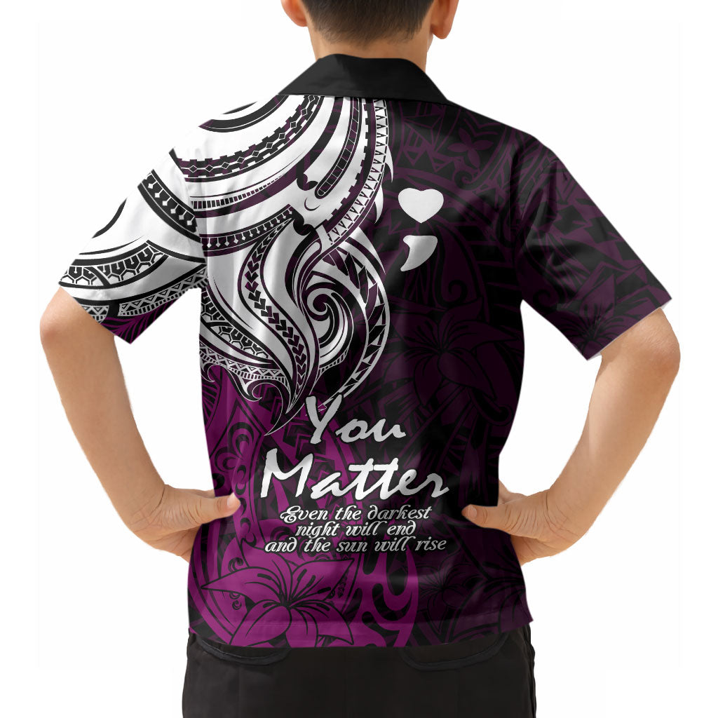 You Matter Suicide Prevention Support Hawaiian Shirt Pink Polynesian Tribal