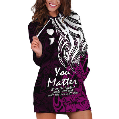 You Matter Suicide Prevention Support Hoodie Dress Pink Polynesian Tribal