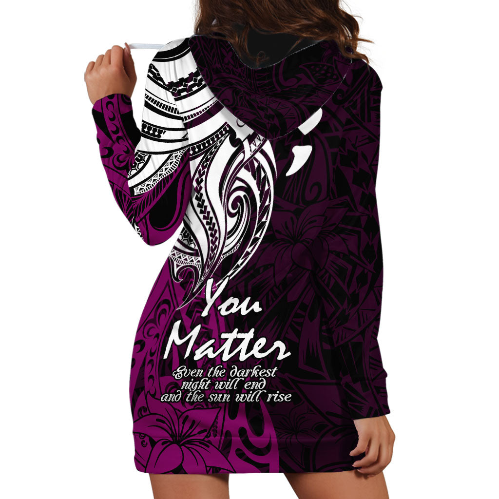 You Matter Suicide Prevention Support Hoodie Dress Pink Polynesian Tribal