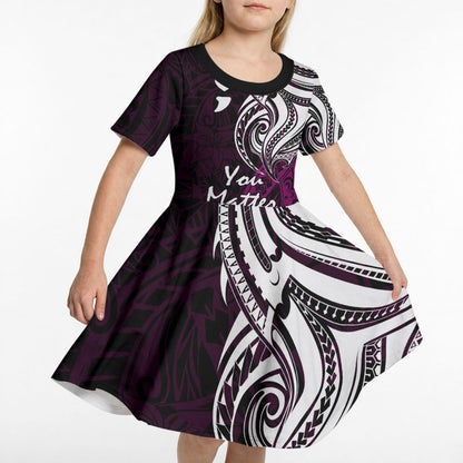 You Matter Suicide Prevention Support Kid Short Sleeve Dress Pink Polynesian Tribal