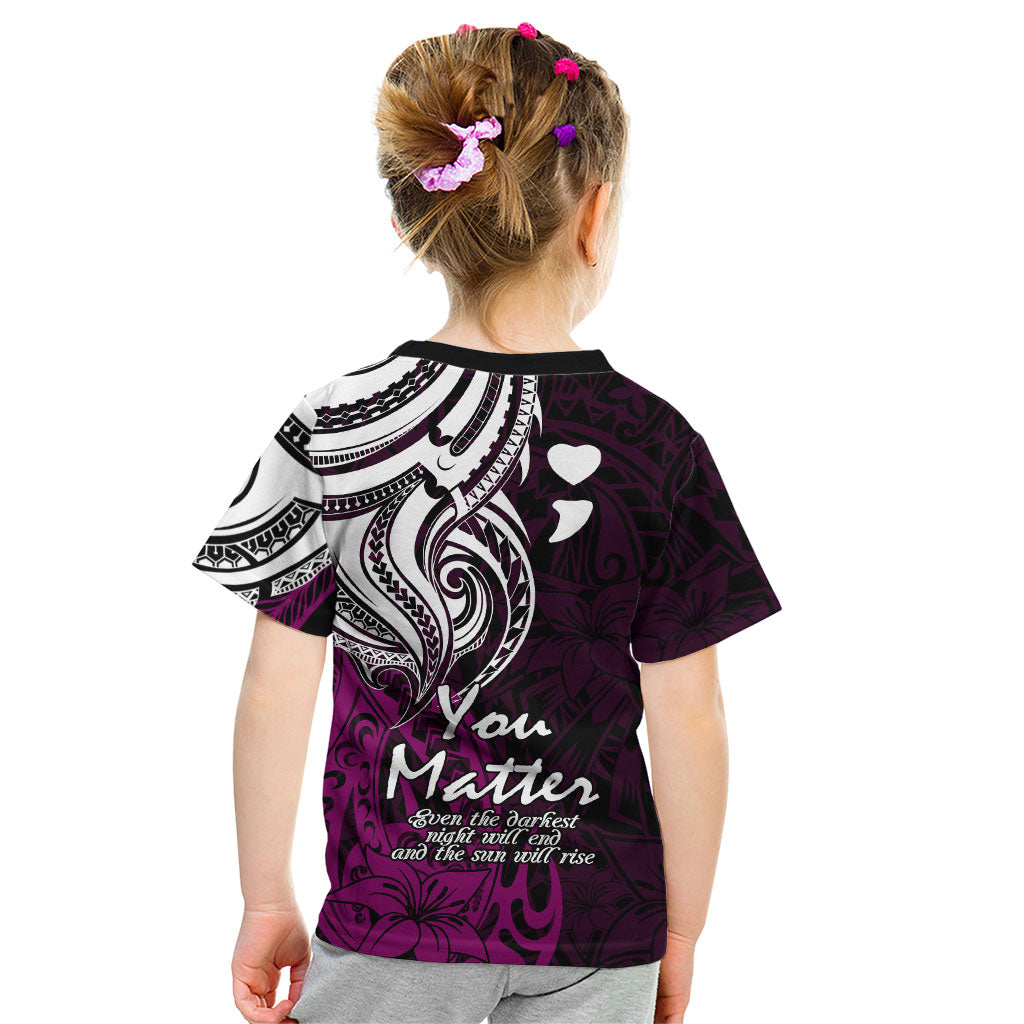 You Matter Suicide Prevention Support Kid T Shirt Pink Polynesian Tribal