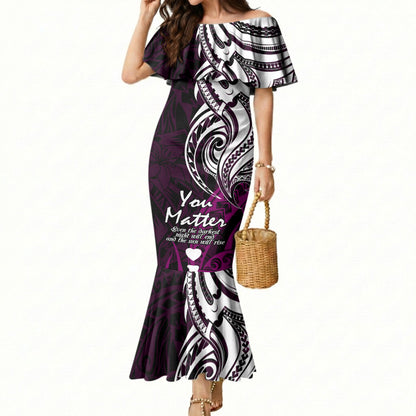 You Matter Suicide Prevention Support Mermaid Dress Pink Polynesian Tribal