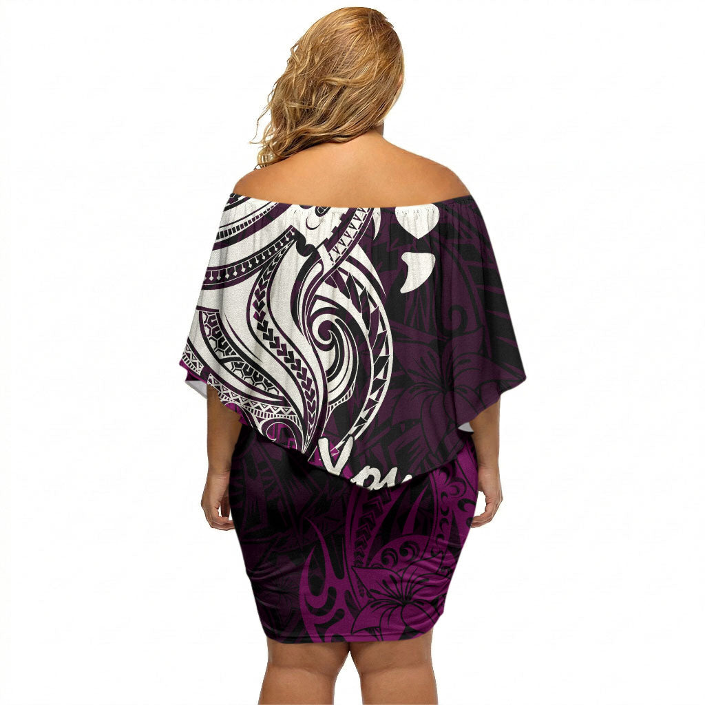 You Matter Suicide Prevention Support Off Shoulder Short Dress Pink Polynesian Tribal