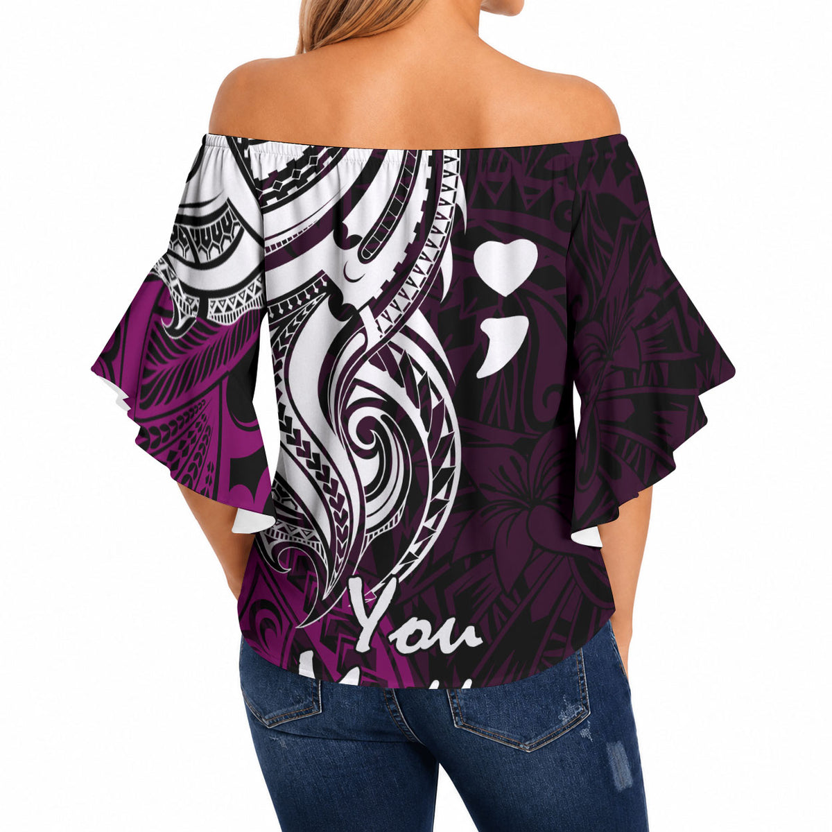 You Matter Suicide Prevention Support Off Shoulder Wrap Waist Top Pink Polynesian Tribal