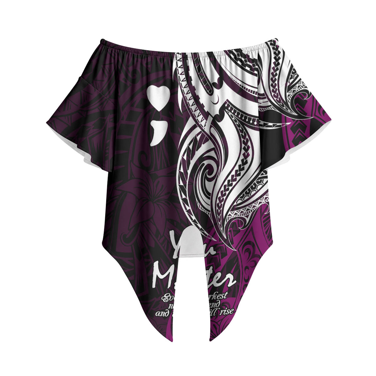 You Matter Suicide Prevention Support Off Shoulder Wrap Waist Top Pink Polynesian Tribal