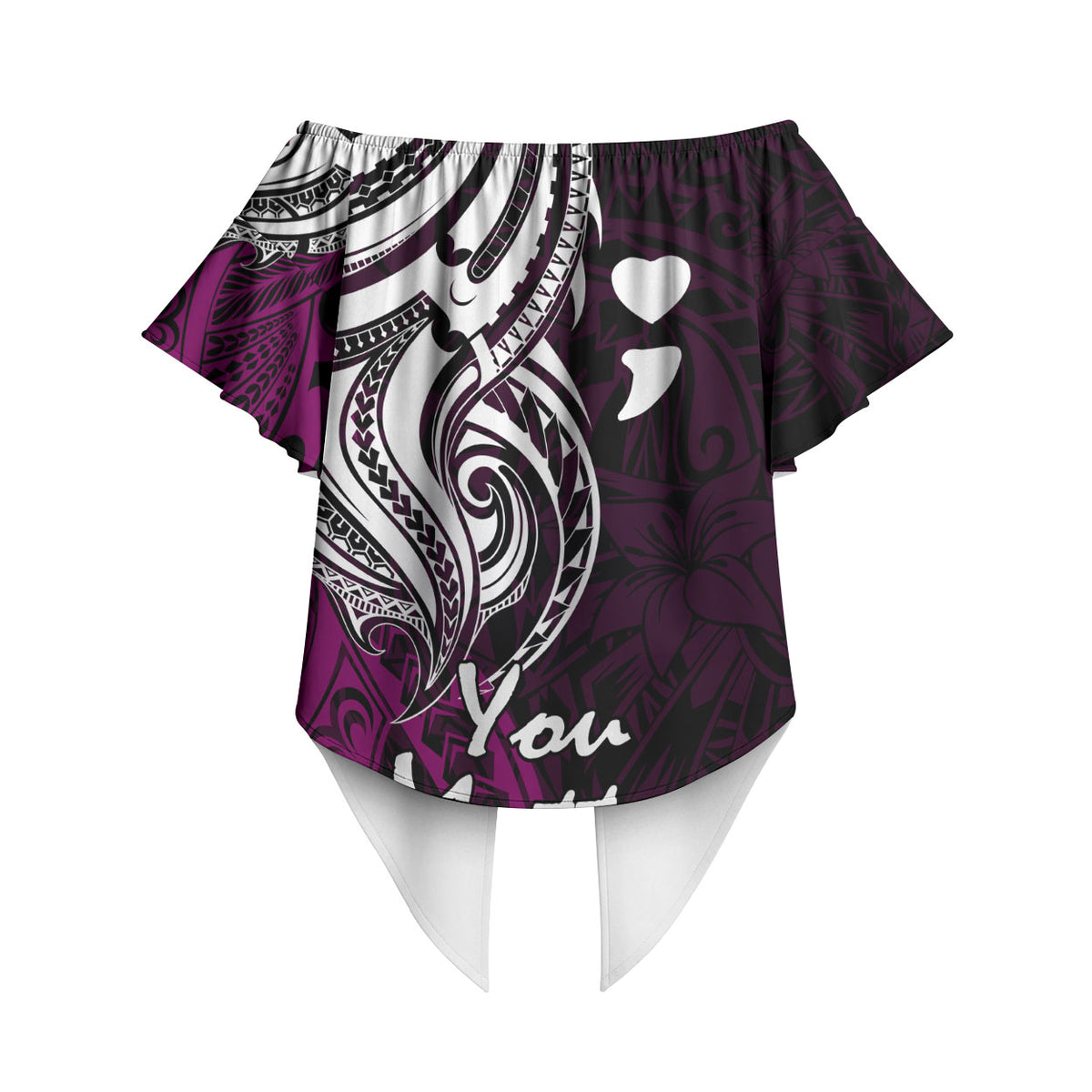 You Matter Suicide Prevention Support Off Shoulder Wrap Waist Top Pink Polynesian Tribal