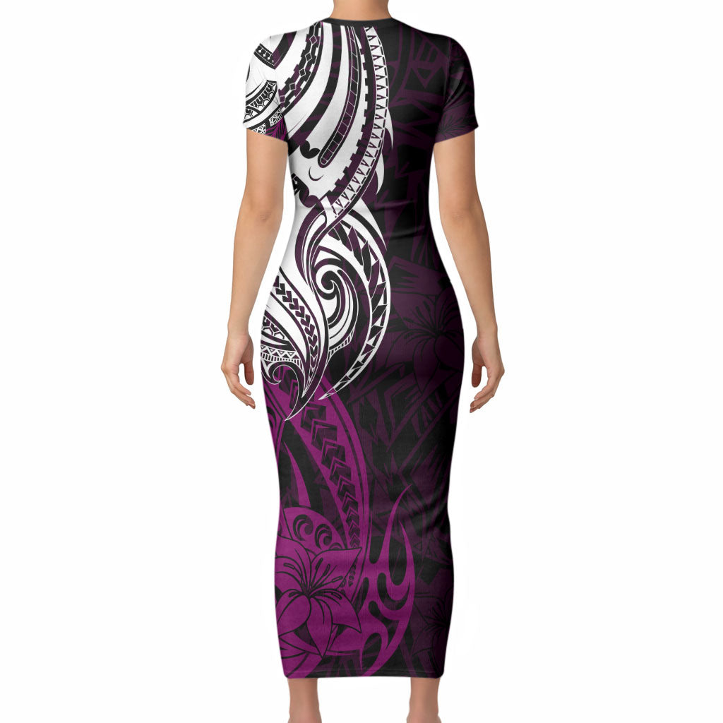 You Matter Suicide Prevention Support Short Sleeve Bodycon Dress Pink Polynesian Tribal