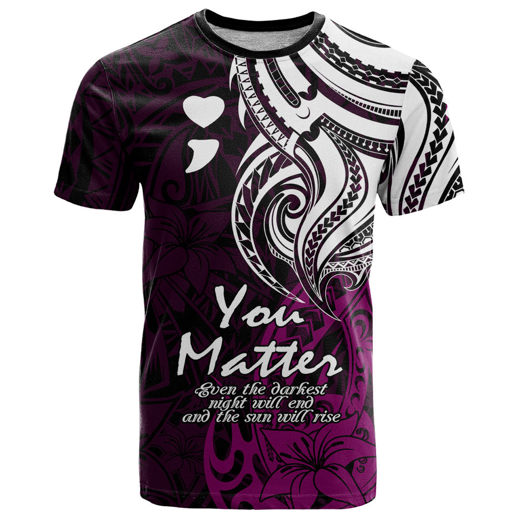 You Matter Suicide Prevention Support T Shirt Pink Polynesian Tribal
