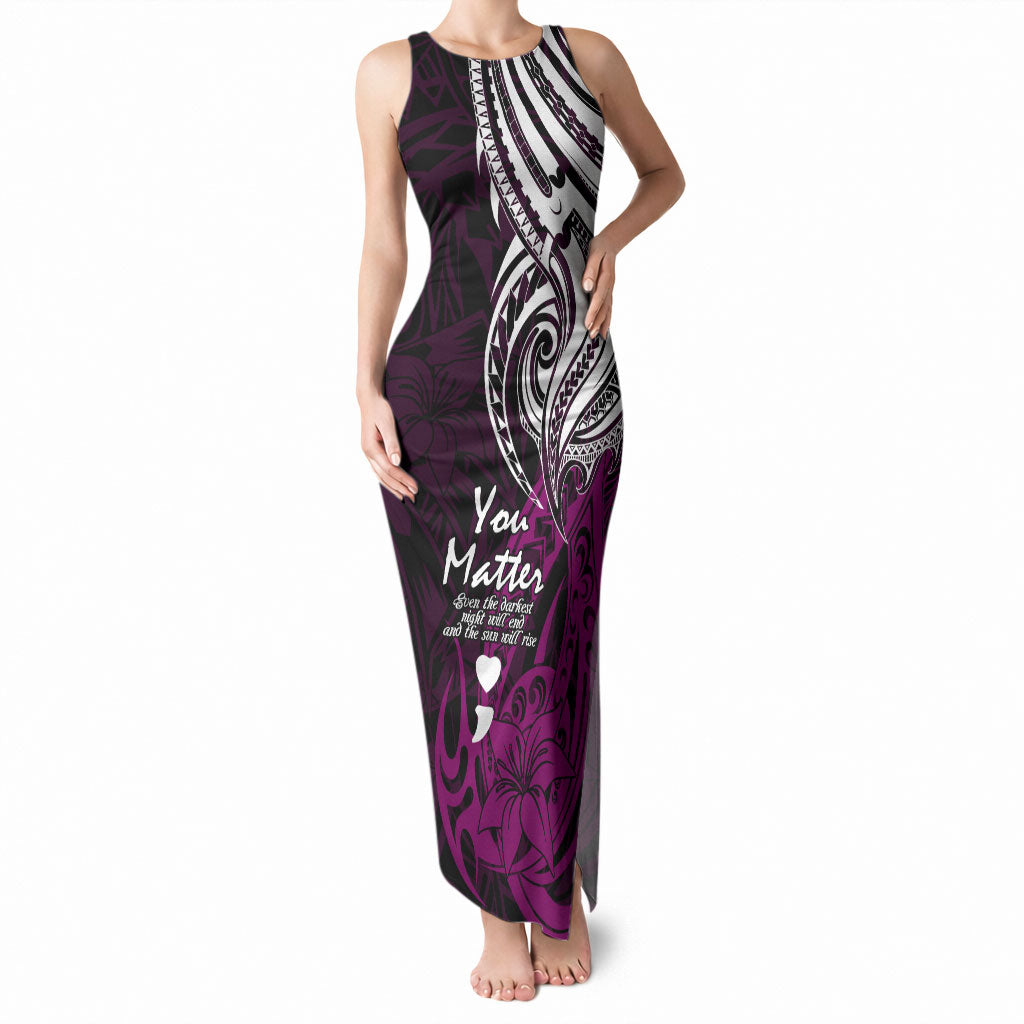 You Matter Suicide Prevention Support Tank Maxi Dress Pink Polynesian Tribal