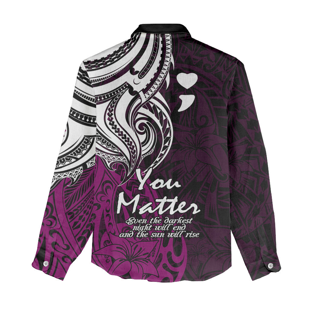 You Matter Suicide Prevention Support Women Casual Shirt Pink Polynesian Tribal