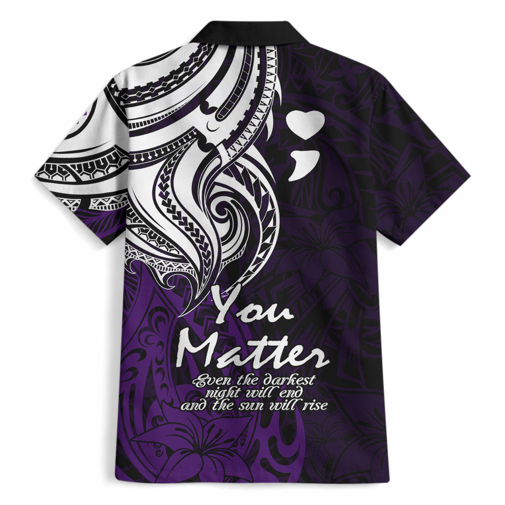 You Matter Suicide Prevention Support Hawaiian Shirt Purple Polynesian Tribal
