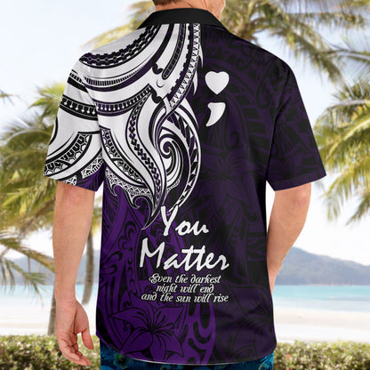 You Matter Suicide Prevention Support Hawaiian Shirt Purple Polynesian Tribal