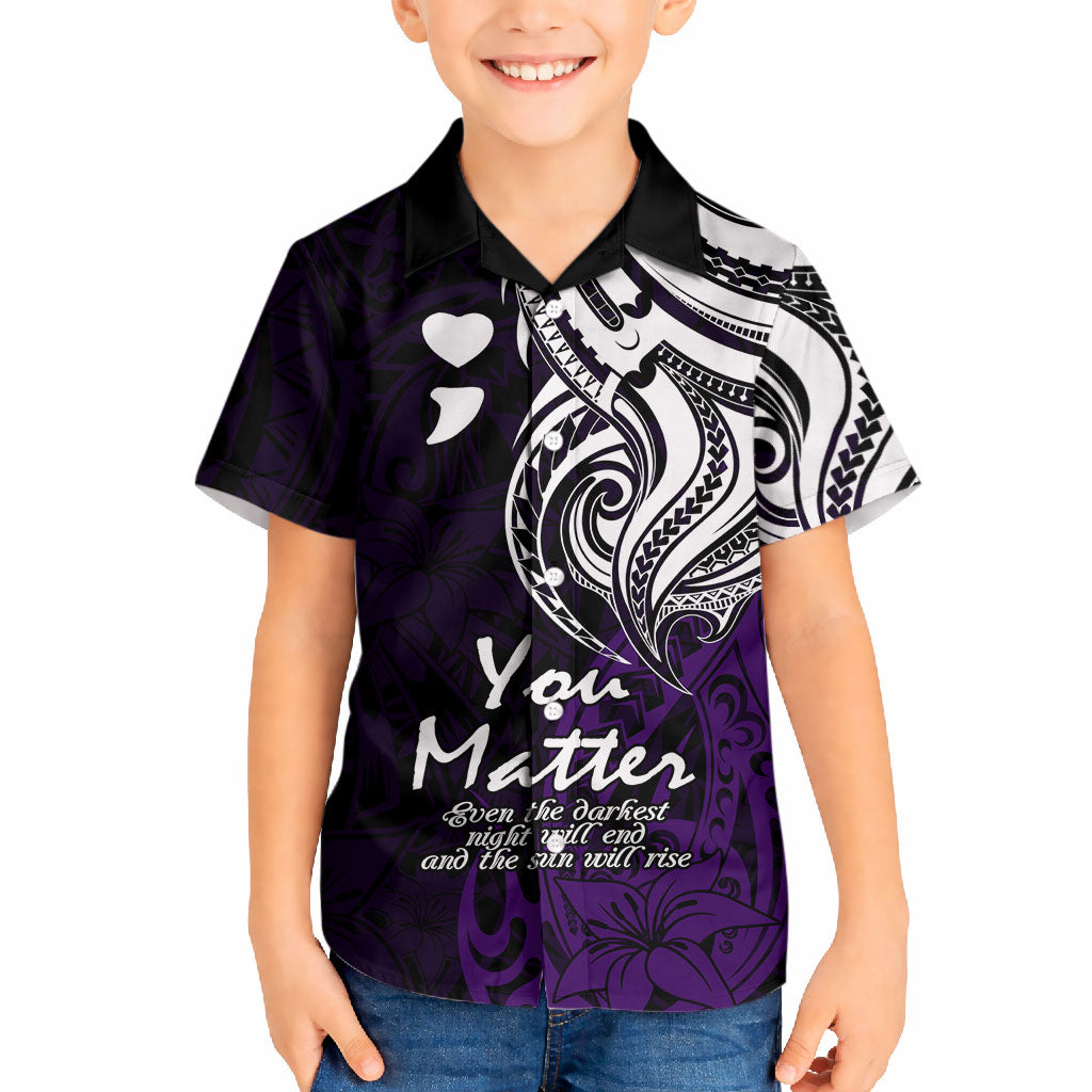 You Matter Suicide Prevention Support Hawaiian Shirt Purple Polynesian Tribal