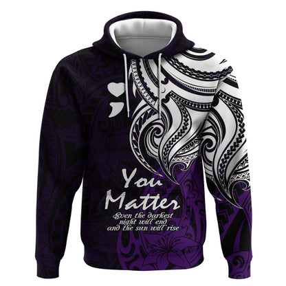 You Matter Suicide Prevention Support Hoodie Purple Polynesian Tribal
