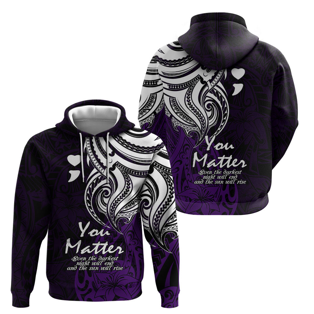 You Matter Suicide Prevention Support Hoodie Purple Polynesian Tribal