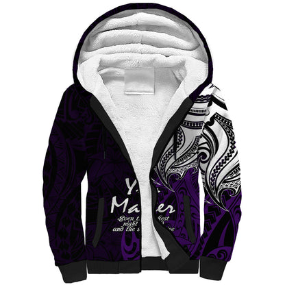 You Matter Suicide Prevention Support Sherpa Hoodie Purple Polynesian Tribal