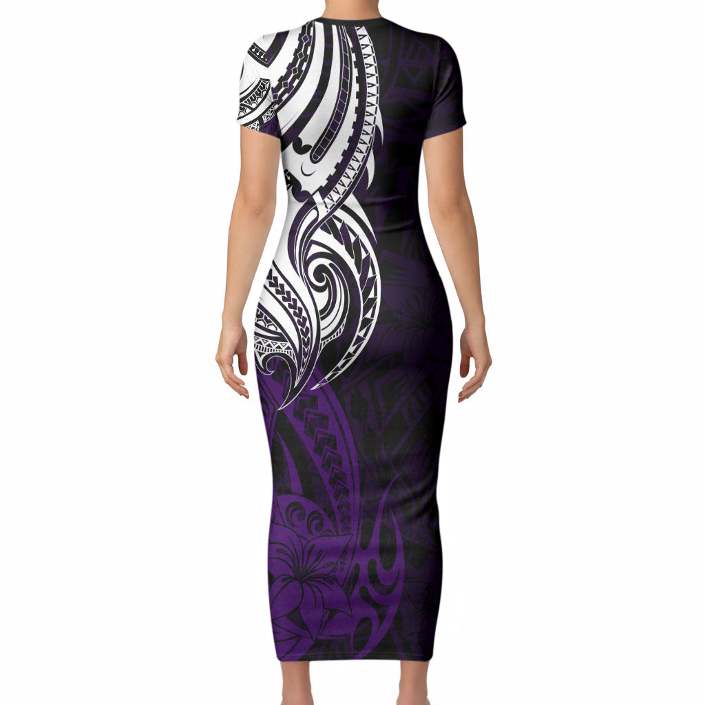 You Matter Suicide Prevention Support Short Sleeve Bodycon Dress Purple Polynesian Tribal