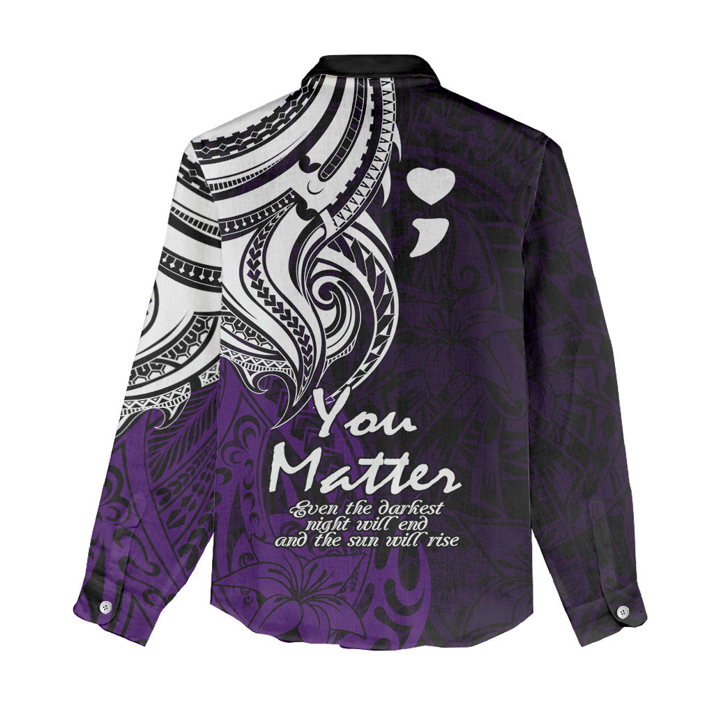 You Matter Suicide Prevention Support Women Casual Shirt Purple Polynesian Tribal