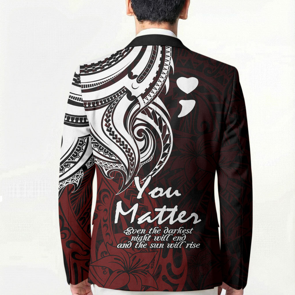 You Matter Suicide Prevention Support Blazer Red Polynesian Tribal
