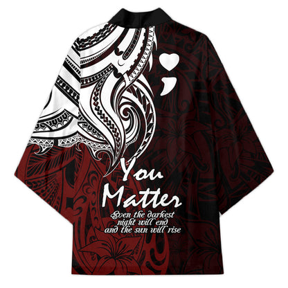 You Matter Suicide Prevention Support Kimono Red Polynesian Tribal