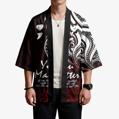You Matter Suicide Prevention Support Kimono Red Polynesian Tribal
