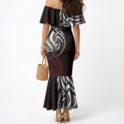You Matter Suicide Prevention Support Mermaid Dress Red Polynesian Tribal