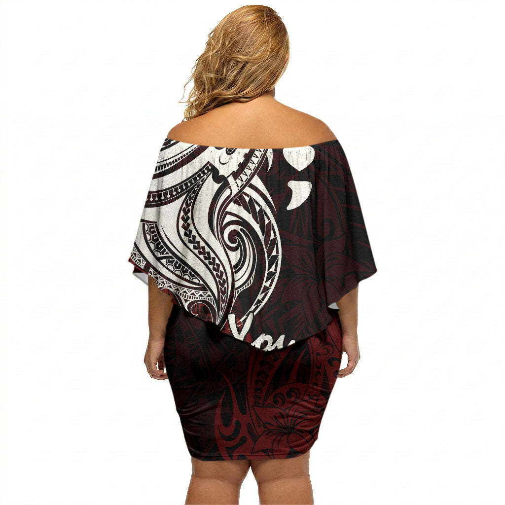 You Matter Suicide Prevention Support Off Shoulder Short Dress Red Polynesian Tribal