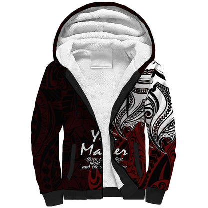 You Matter Suicide Prevention Support Sherpa Hoodie Red Polynesian Tribal