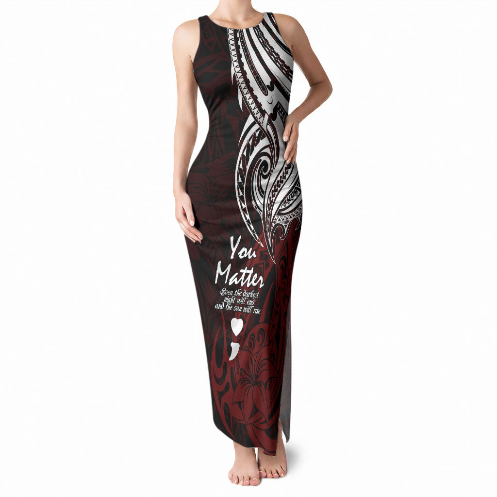 You Matter Suicide Prevention Support Tank Maxi Dress Red Polynesian Tribal