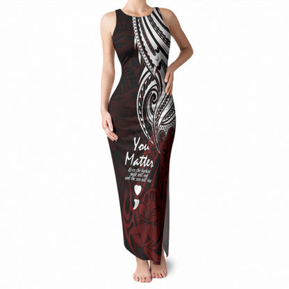 You Matter Suicide Prevention Support Tank Maxi Dress Red Polynesian Tribal