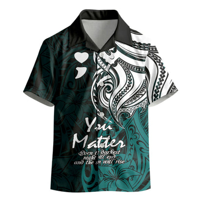 You Matter Suicide Prevention Support Kid Hawaiian Shirt Turquoise Polynesian Tribal